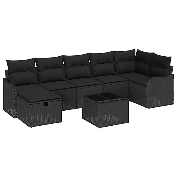 vidaXL Garten-Sofa-Set mit Kissen 8-Tlg Schwarz Poly Rattan 3360344 günstig online kaufen