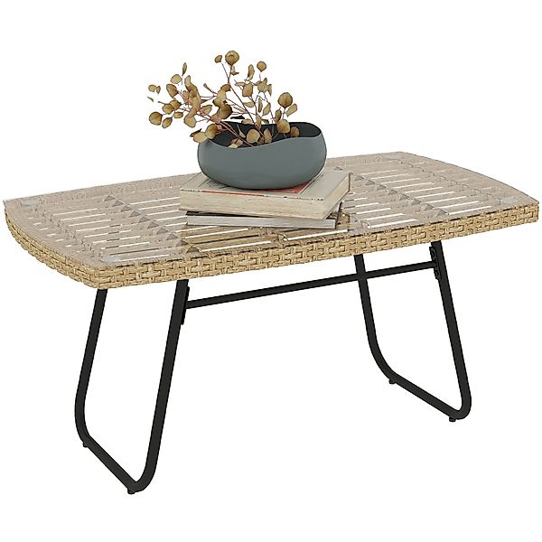 Outsunny Gartentisch UV-beständig, mit Glasplatte (Beistelltisch günstig online kaufen