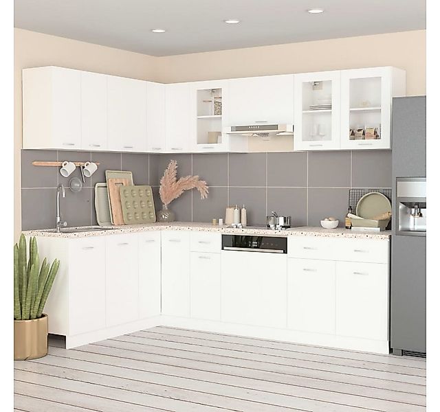 vidaXL Küchenzeile, 11-tlg. Küchenzeile Weiß Holzwerkstoff günstig online kaufen