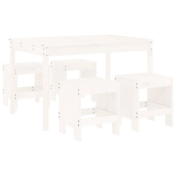 vidaXL 5-Tlg Garten-Essgruppe Weiß Massivholz Kiefer 3157716 günstig online kaufen