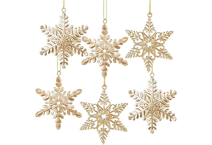 Logbuch-Verlag Dekofigur 6 Schneeflocken Weihnachtsanhänger aus Metall in G günstig online kaufen