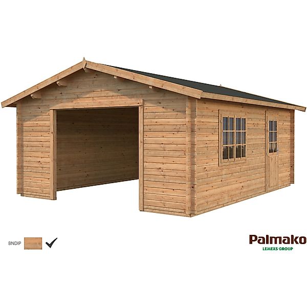 Palmako Holzgarage Roger ohne Tor Braun tauchgrundiert 540 cm x 540 cm günstig online kaufen