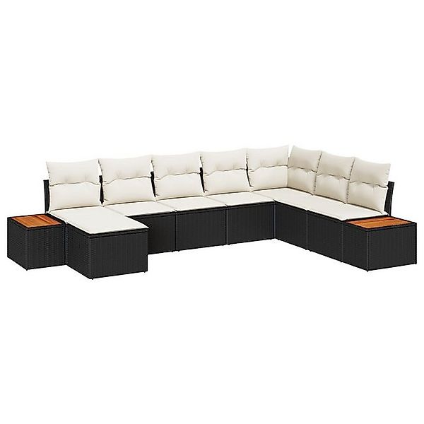vidaXL Loungesofa 8-teiliges Garten Sofa Set mit Kissen Schwarz Poly Rattan günstig online kaufen
