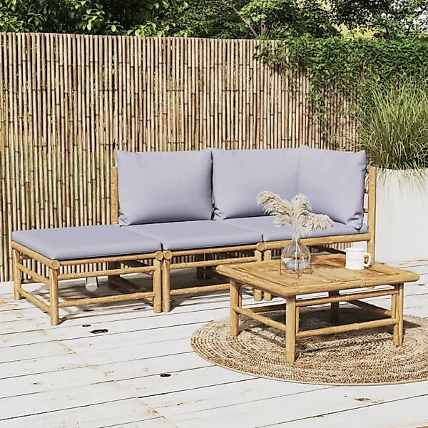 vidaXL Gartenlounge-Set 3-tlg. Garten-Lounge-Set mit Hellgrauen günstig online kaufen