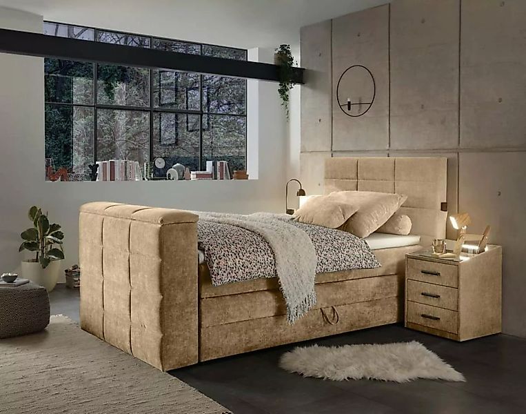 ED EXCITING DESIGN Boxspringliege (120 x 200 cm, Denver), Beige günstig online kaufen