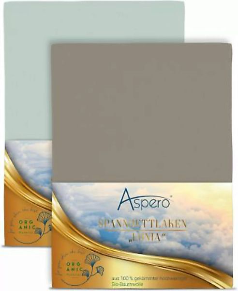 Aspero® 2 x Spannbettlaken aus Bio-Baumwolle Bettlaken grün Gr. 180 x 200 günstig online kaufen