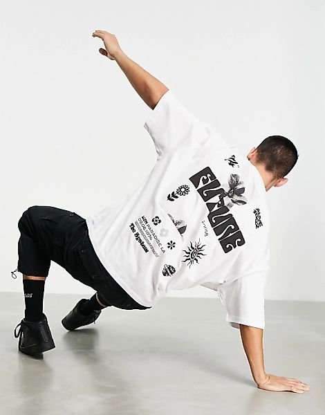 ASOS DESIGN – Oversize-T-Shirt in Weiß mit fotografischem Blumenprint auf d günstig online kaufen