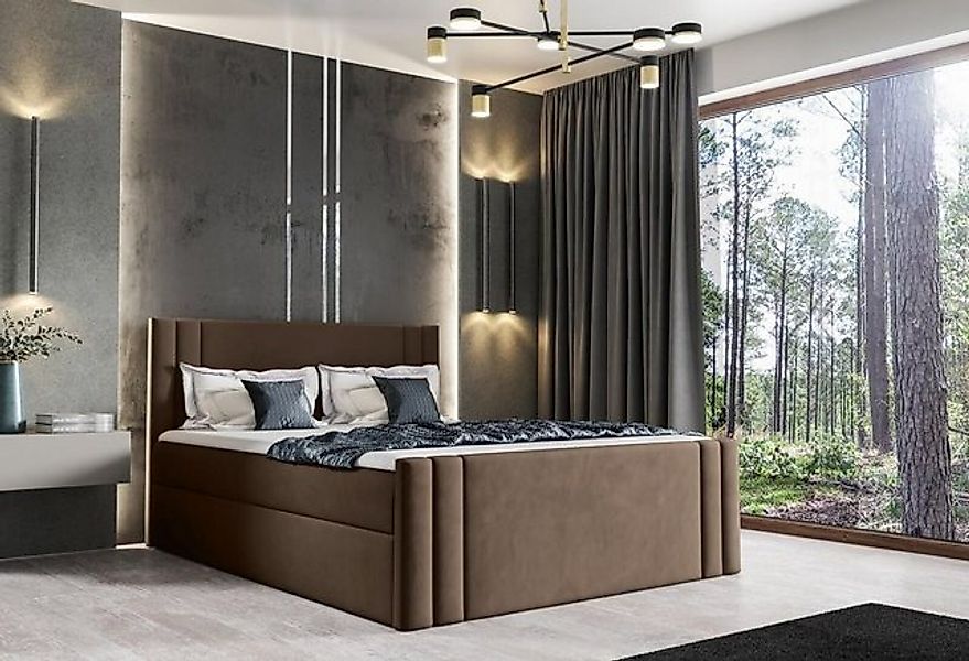 JVmoebel Bett Schlafzimmer Betten Polster Doppel Hotel Boxspring Blau, Made günstig online kaufen