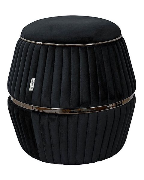 Qiyano Hocker Sitzhocker Samt Schwarz - Ziernähte, Wohn-, Schlafzimmer (1 S günstig online kaufen