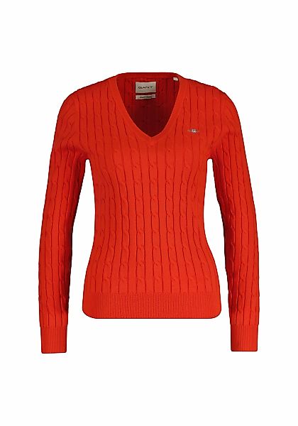 Gant Sweater "Strickpullover STRETCH COTTON CABLE V-NECK" günstig online kaufen