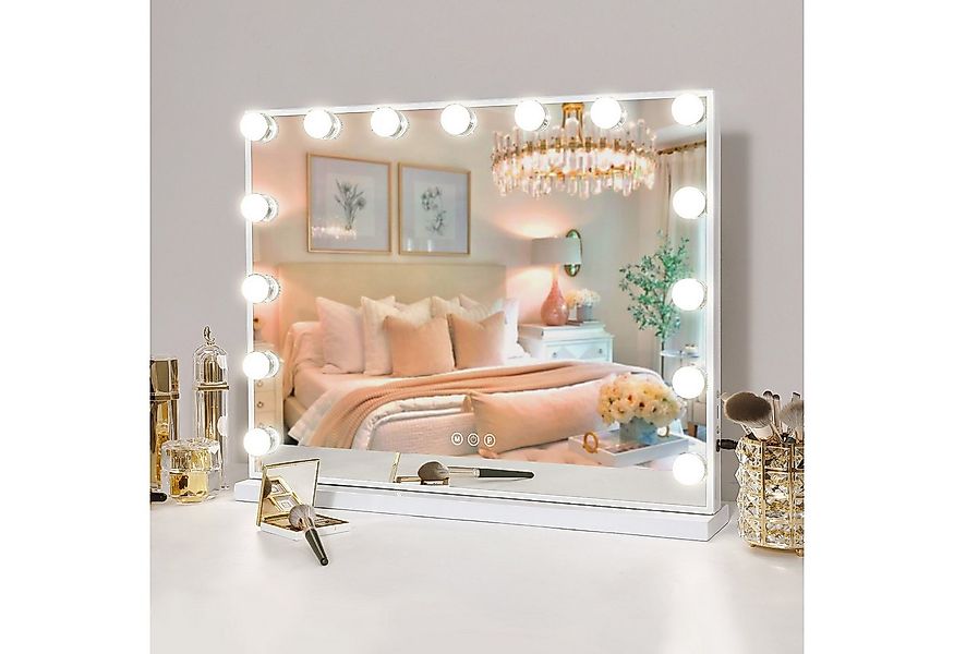 FENCHILIN Schminkspiegel mit LED Lichtleiste weiß 58/46 cm günstig online kaufen