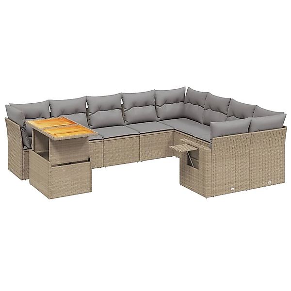 vidaXL 10-tlg Garten-Sofagarnitur mit Kissen Beige Poly Rattan Modell 226 günstig online kaufen