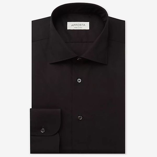 Hemd  einfarbig  schwarz 100 % bügelleichte baumwolle popeline, kragenform günstig online kaufen
