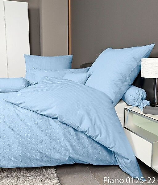 Janine Janine Mako-Soft-Seersucker Bettwäsche PIANO 0125 bleu Größe:  200x2 günstig online kaufen