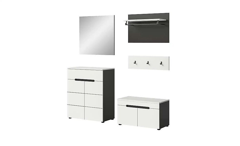 Garderobenkombination 5-teilig  Canu ¦ grau ¦ Maße (cm): B: 175 H: 190 Gard günstig online kaufen