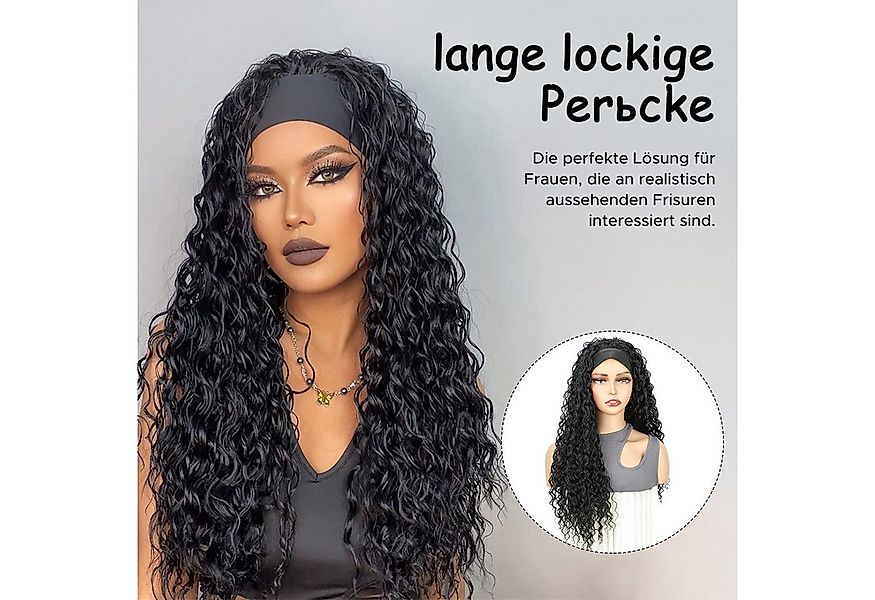 Refttenw Kunsthaarperücke Damenperücke 66cm Lange Lockige Stirnband Perücke günstig online kaufen