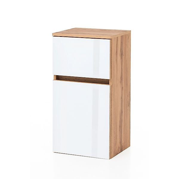 Held Möbel Unterschrank Pisa 40 cm Weiß-Wotaneiche günstig online kaufen