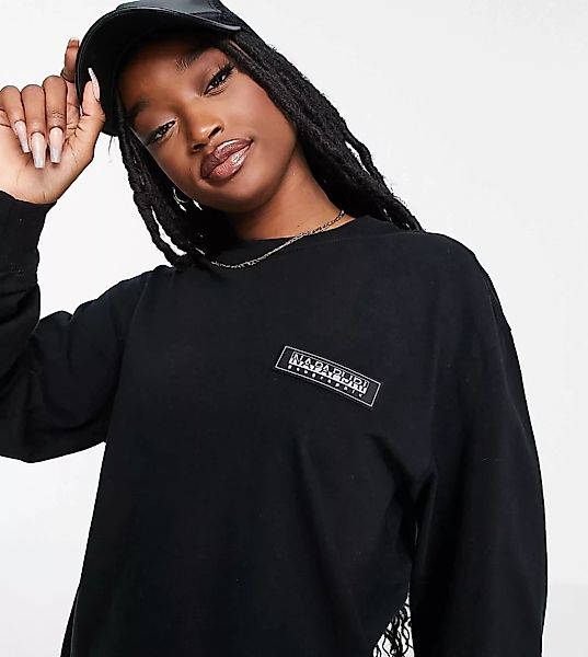 Napapijri – Patch – Langärmliges Shirt in Schwarz mit Aufnäher, exklusiv be günstig online kaufen