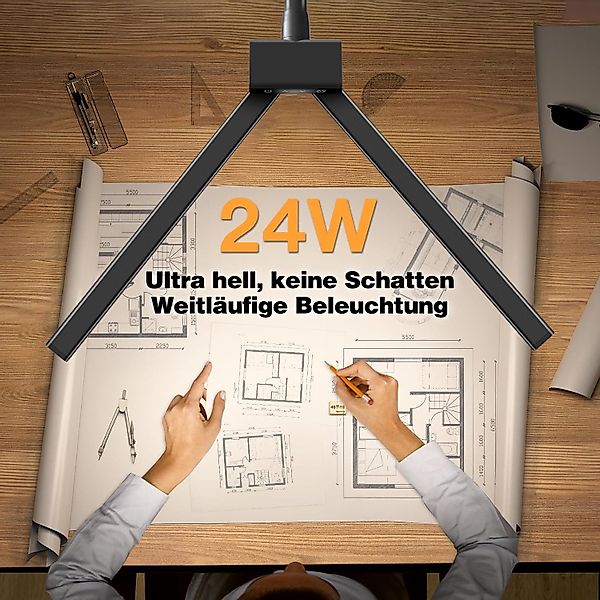 Elegear LED Schreibtischlampe 24W LED Doppelkopf günstig online kaufen