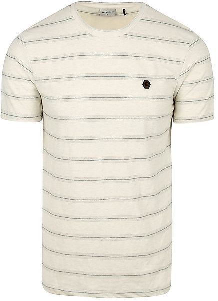 No-Excess T-Shirt Crewneck Jacquard Stripes Ecru - Größe XXL günstig online kaufen
