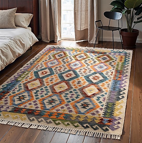 HANSE Home Teppich "Kelim Oasis" rechteckig 3 mm Höhe Wolle, Baumwolle, Nat günstig online kaufen
