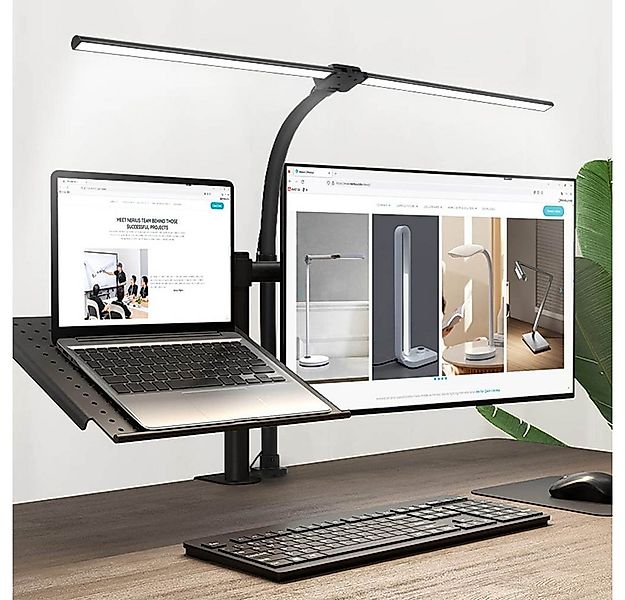 Qualra Schreibtischlampe Schreibtischlampe LED Doppelkopf Klemmbar Dimmbar günstig online kaufen