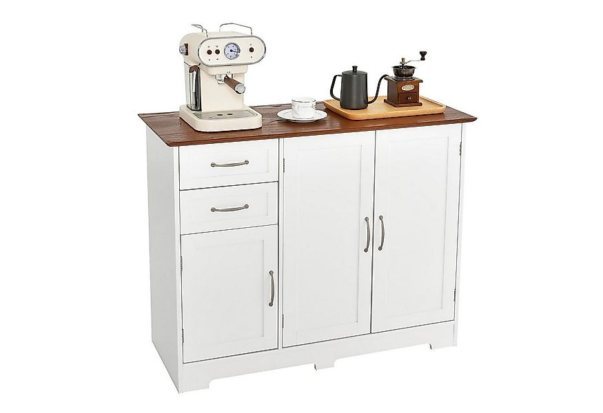 KOMFOTTEU Sideboard Küchenschrank, mit Türen & 2 Schubladen,100 × 40 × 78 c günstig online kaufen