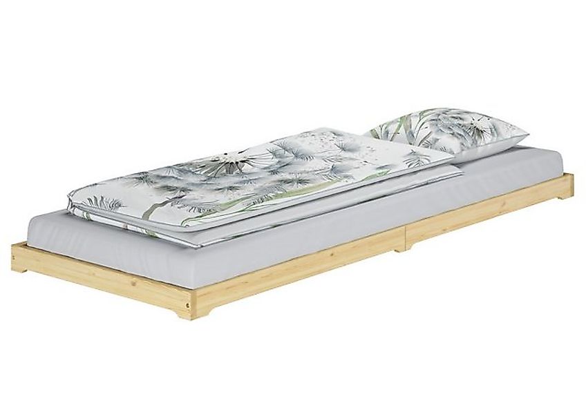 ERST-HOLZ Einzelbett Überlanges Holzbett Kiefer lackiert extra niedrig 90x2 günstig online kaufen