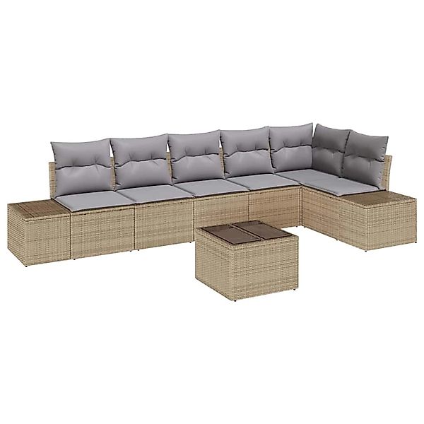 vidaXL 7-Teiliges Gartensofa-Set mit Kissen Schwarz Poly Rattan 3347090 günstig online kaufen