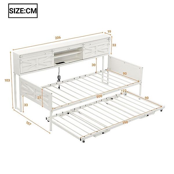 STILVORA Schlafsofa Stauraumbett 90x200 mit matratze,Tagesbett ausziehbare günstig online kaufen