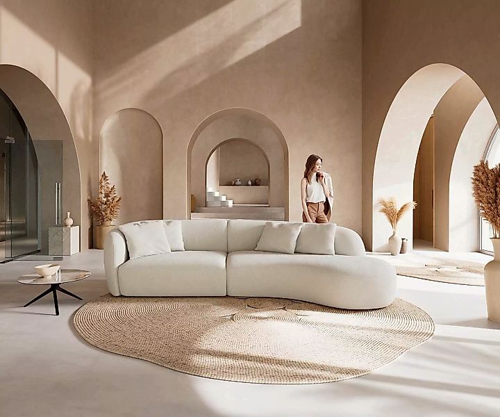 DELIFE Big-Sofa Mairi, Bouclé Creme-Weiß 330x160 günstig online kaufen