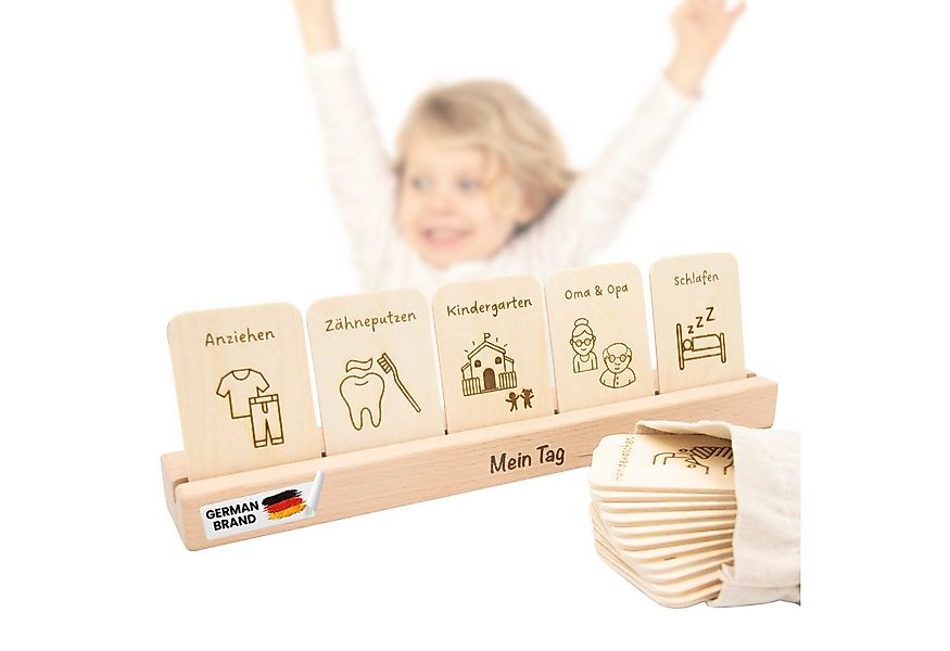 Astrein Lernspielzeug Montessori Tagesplaner, Routinekarten aus Holz, Monte günstig online kaufen