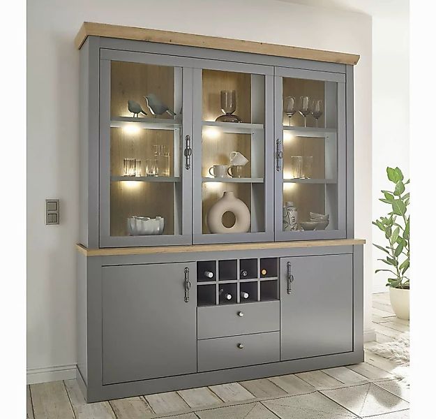 Lomadox Buffet CHATHAM-61 Landhaus Esszimmer in grau mit Artisan Eiche Nb., günstig online kaufen