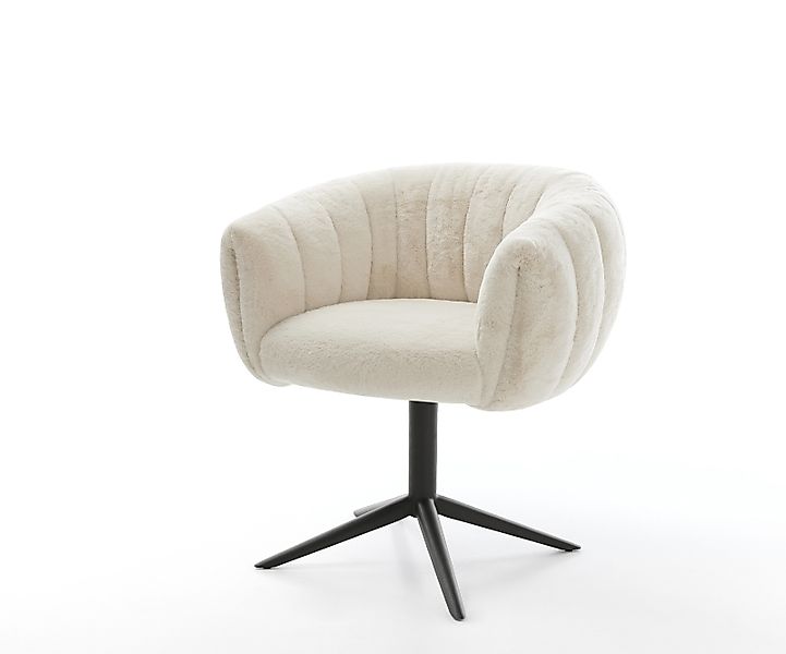 Drehstuhl Jada-Flex Plüsch Creme-Weiß Fußkreuz Schwarz 360° drehbar Wippfun günstig online kaufen