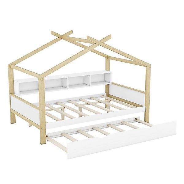 Gotagee Kinderbett 140x200cm Hausbett Modern mit Ausziehbett 4 Staufächern günstig online kaufen