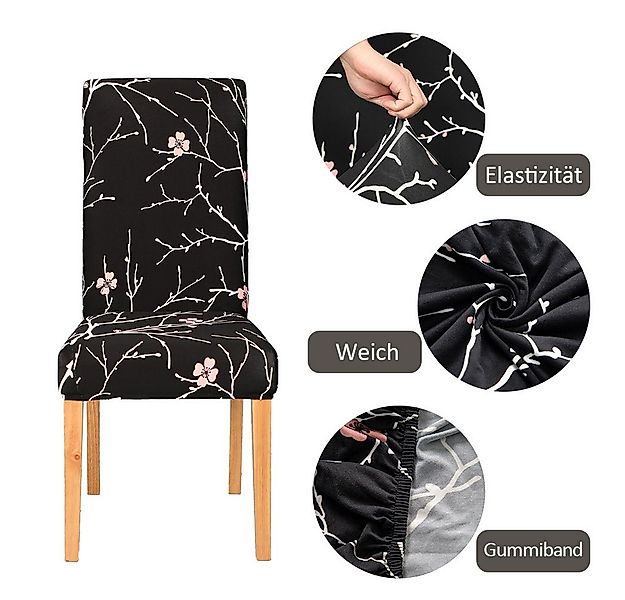 Vivi Idee Stuhlbezug Stuhlhussen 4/6er Set Spannbezug für Esszimmerstühle S günstig online kaufen