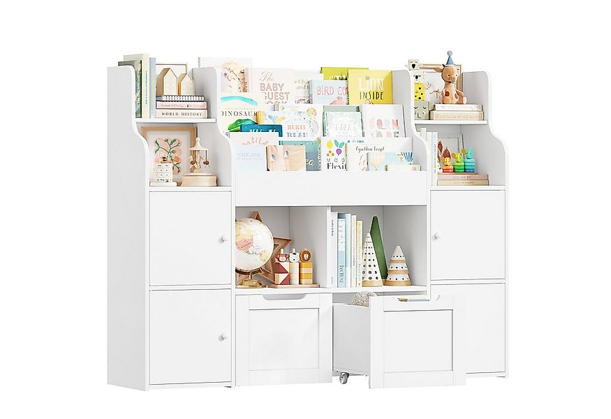 Homfa Kinderregal Spielzeugtruhe mit 2 Schubladen auf Rollen Bücherregal, K günstig online kaufen