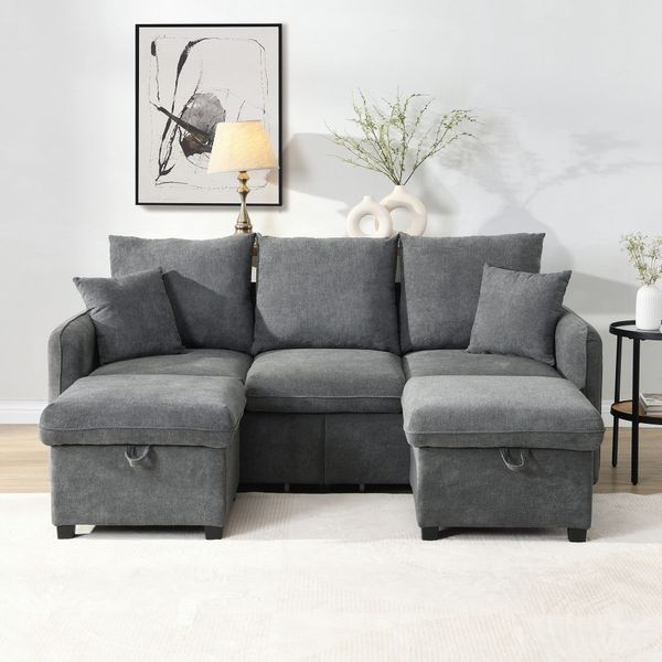 Ulife Ecksofa mit Schlaffunktion U-Form-Dreisitzer Polster-Sofa,Wohnzimmer, günstig online kaufen