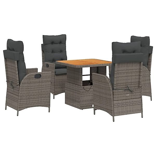 vidaXL 5-Tlg Garten-Essgruppe mit Kissen Grau Poly Rattan 3277458 günstig online kaufen