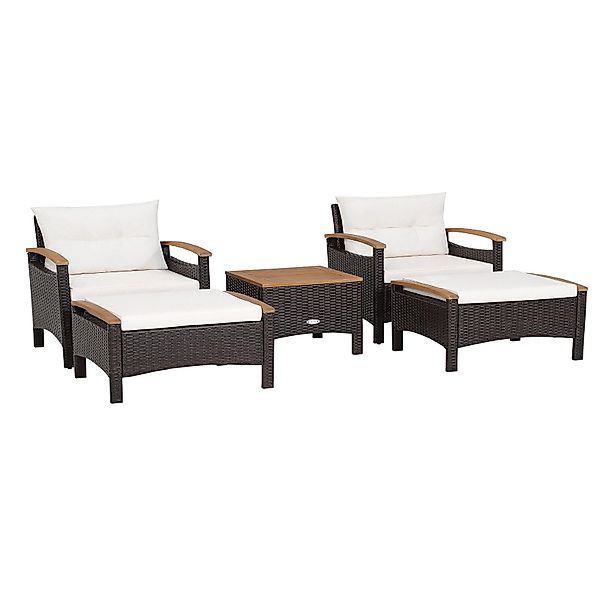 COSTWAY Balkonset Rattan, (5tlg), Akazienholzplatte, mit günstig online kaufen