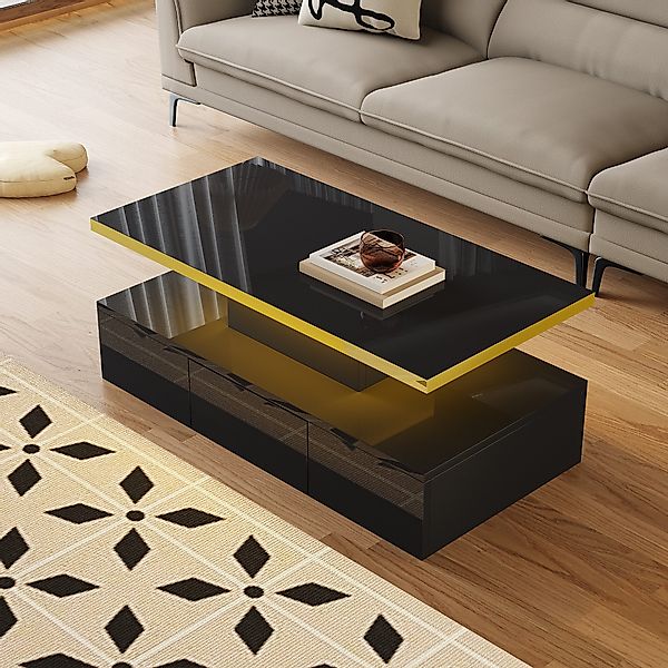 REDOM Couchtisch Eleganter High-Gloss-Couchtisch mit goldener günstig online kaufen