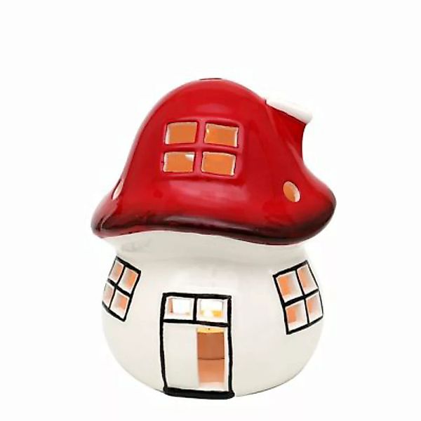 HTI-Living Windlichthaus Fliegenpilz Keramik rot/weiß günstig online kaufen