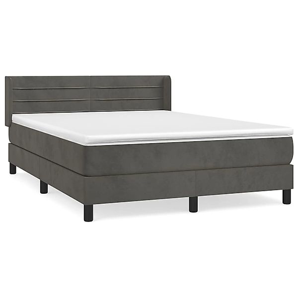 vidaXL Boxspringbett mit Matratze Dunkelgrau 140x200 cm Samt1376686 günstig online kaufen