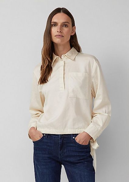 s.Oliver Langarmbluse Bluse Baumwollsatin-Bluse mit Bindedetail am Saum günstig online kaufen
