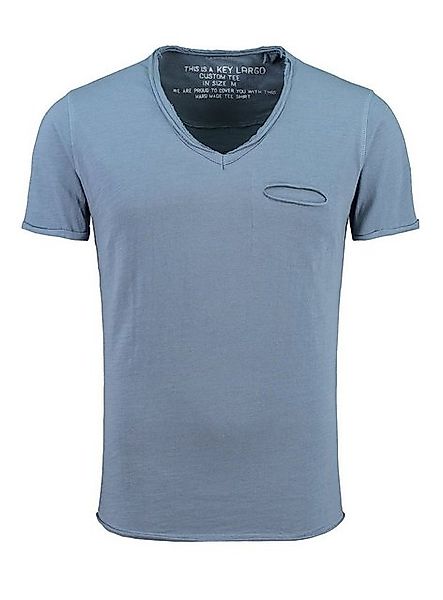 Key Largo T-Shirt Soda vintage Look uni Basic T00619 V-Ausschnitt unifarben günstig online kaufen