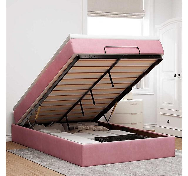 vidaXL Bett, Ottoman-Bett mit Matratze Rosa 120x200 cm Samt günstig online kaufen