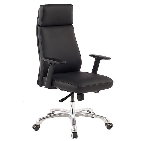 furnicato Bürostuhl PORTO Echt-Leder Schwarz ergonomisch günstig online kaufen