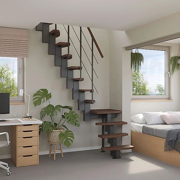 Treppen Intercon Raumspartreppe Quadro Mittelholmtreppe 12 Stufen Buche Dun günstig online kaufen