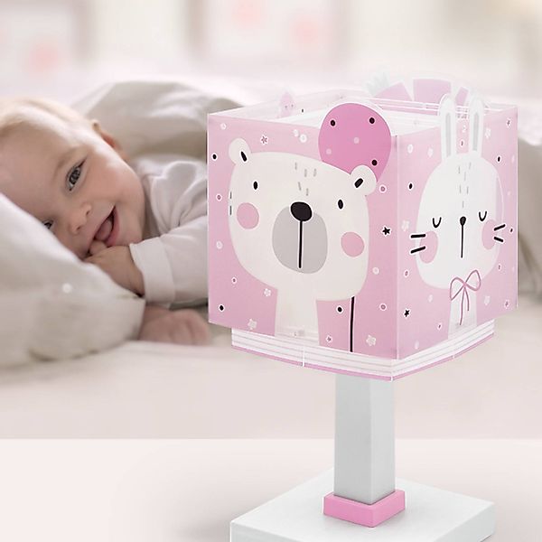 Kinder-Tischlampe Baby Jungle, rosa, G4, Breite 14 cm günstig online kaufen