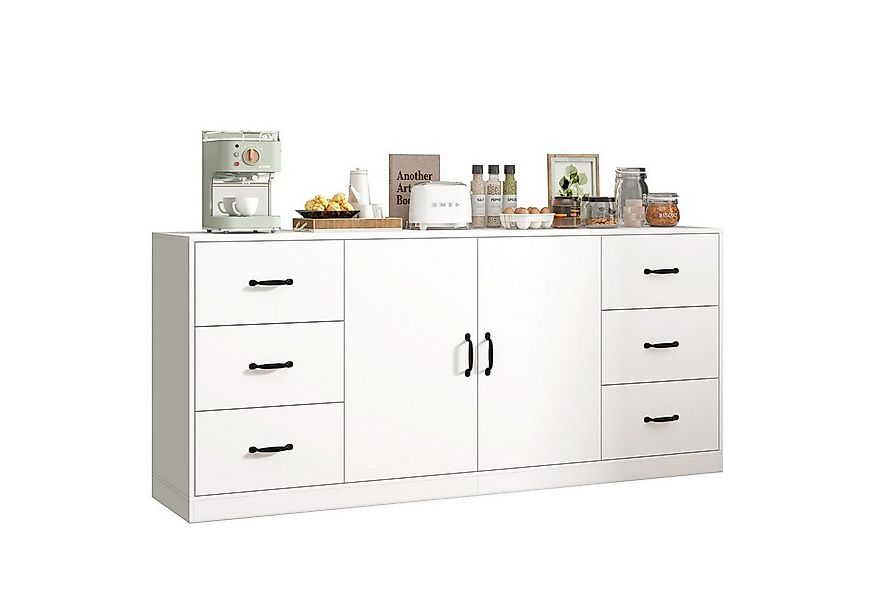 FUFU&GAGA Sideboard mit 2 Türen und 6 Schubladen, 170 x 75 x 40 cm, MDF, we günstig online kaufen